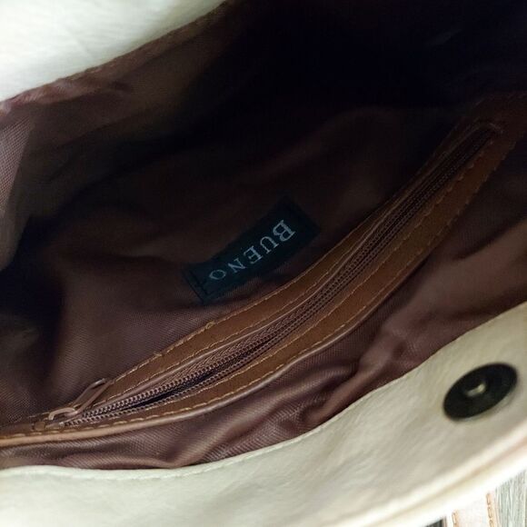 Bueno Cream Leather Boho Crossbody/Shoulder Satchel - Picture 7 of 7